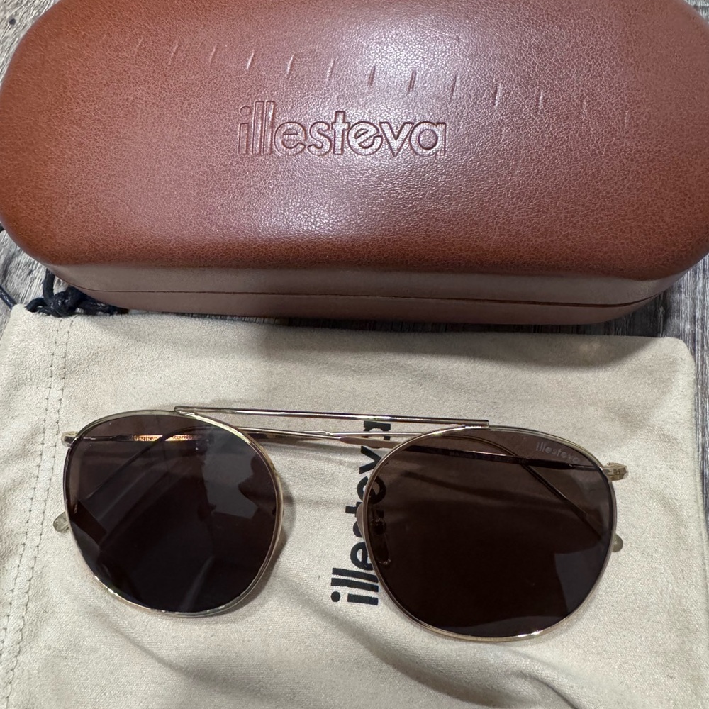 Illesteva Gold Frame Sunglasses with Dark Lenses
